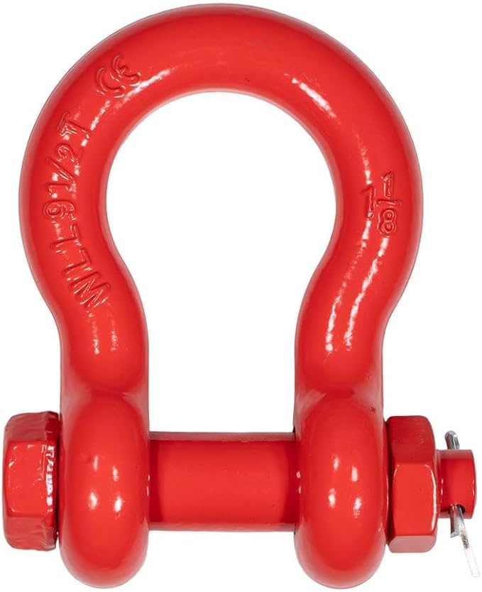Mytee Products 1-1/8" Anchor Shackle Forged Carbon Steel w/Safety Screw Pin Load Limit 19,000 lbs, Double Rust Protection Heavy Duty D Ring Bolt Type Shackle for Towing, Rigging & Vehicle Recovery