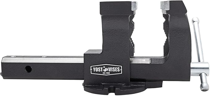 Yost Vise RHV-6 6-Inch Truck Trailer Receiver Vise | Heavy Duty Portable Work Vise | 5.9" Jaw Width, 5.81" Max Jaw Opening, 4.96" Throat | Fits Standard 2" Hitch with Hitch Pin Included