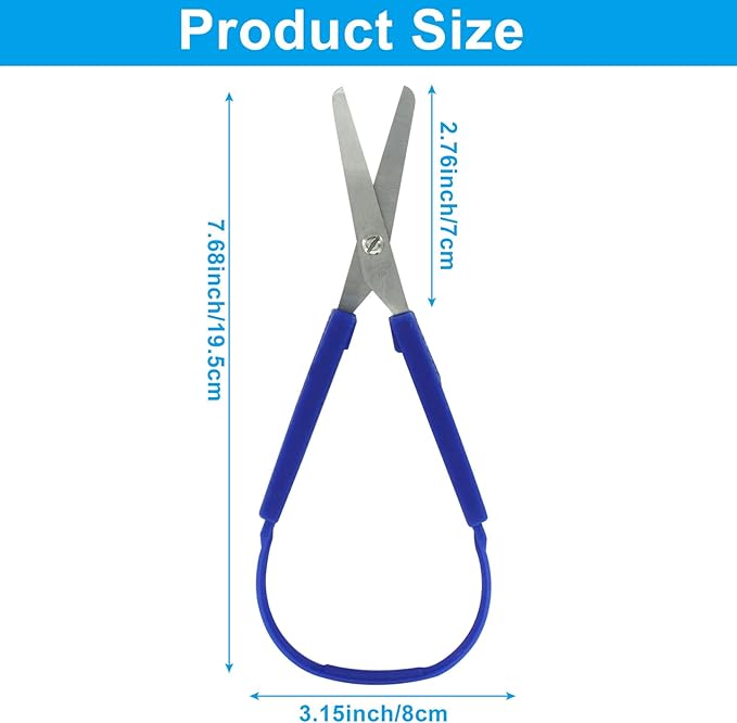 6Pcs Loop Grip Scissors, 7.7 Inch Colorful Adaptive Scissors, Self-Opening HoopScissors for Special Needs, Schools Teaching, Preschool（Yellow,Red, Blue）