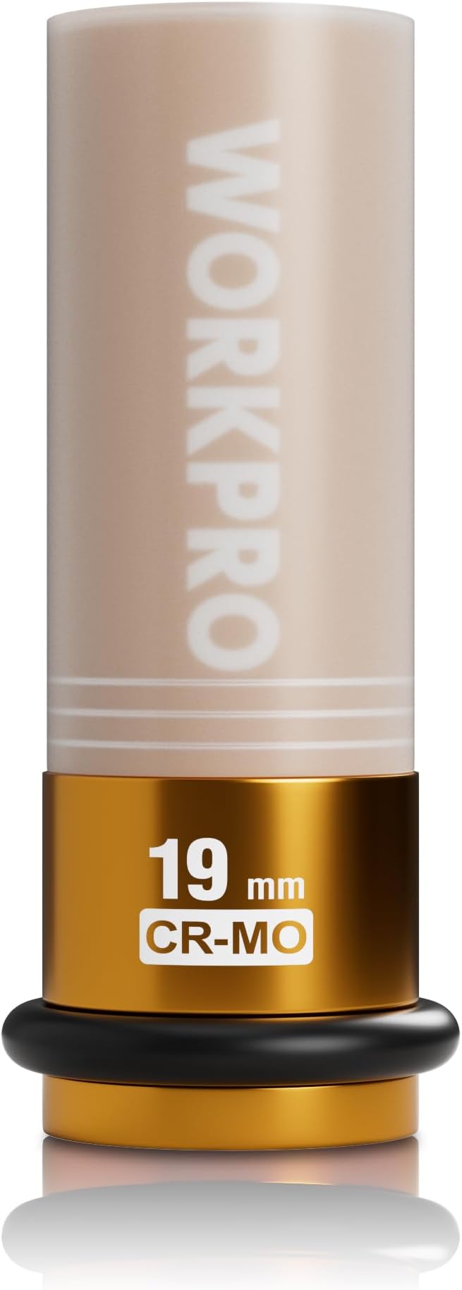 WORKPRO 1/2" Drive Lug Nut Impact Duty Socket, 19mm Deep Thin Wall Socket, Made of Premium Cr-Mo Steel, Non-Marring Lug Nut Wheel Sockets for Car