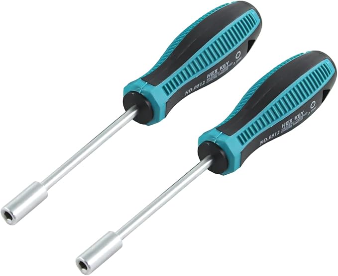 3.5mm Non-Magnetic Tip Six Point Hex Nut Driver with 3-Inch Round Shaft, Non-slip Handle 2pcs