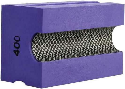 Concave Electroplated Diamond Sanding Block, 400 Grit Curved Polishing Pad for Grinding Trimming Granite Marble Glass Stone Tile Wood (1 Piece)