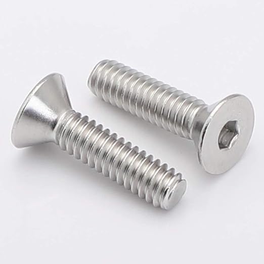 MewuDecor 1/4-20 x 3/8" Flat Head Socket Cap Screws, Allen Socket Drive, Stainless Steel 18-8 (304), Full Thread, Bright Finish, 25 PCS