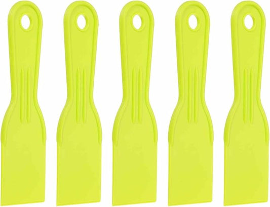 HARFINGTON 5pcs Putty Knife Scraper 2" Width Flexible Plastic Putty Knife Paint Scraper Tool for Taping Drywall Spreading Painting Wall Scratching Yellow