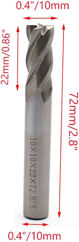 End Mill Cutter 4-Flute CNC Bit 10mm/0.4" Cutting Dia and Shank Dia - Pack of 2
