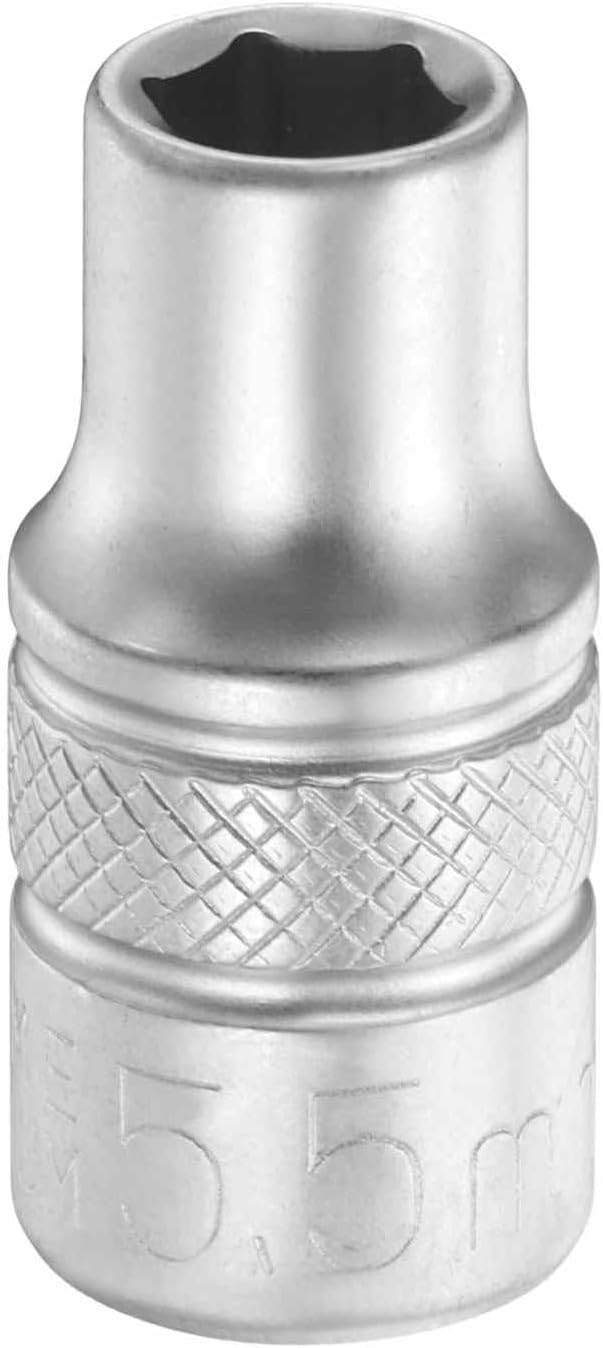 HARFINGTON 6 Points Deep Socket 1/4" Drive 5.5mm Deep Metric CR-V Steel Polished Nickel Plating Flip Sleeve 25mm / 1" Extra Long Socket Tool for Home Auto Nuts Bolts Repair