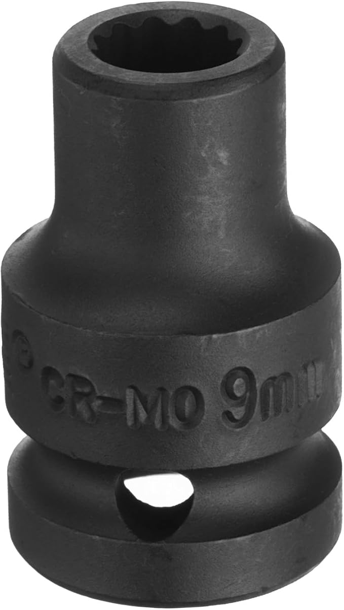 uxcell 1/2" Drive x 9mm Shallow Impact Socket 12-Point Metric CR-MO Steel Nut Impact Grade Socket for Auto Repair