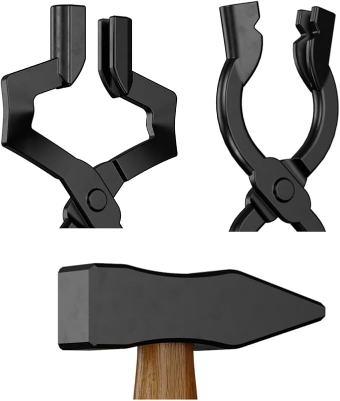 Blacksmith Tongs Set,3PCS Blacksmith Forge Kit for Beginner and Seasoned Blacksmiths, Craftsmen and Bladesmiths