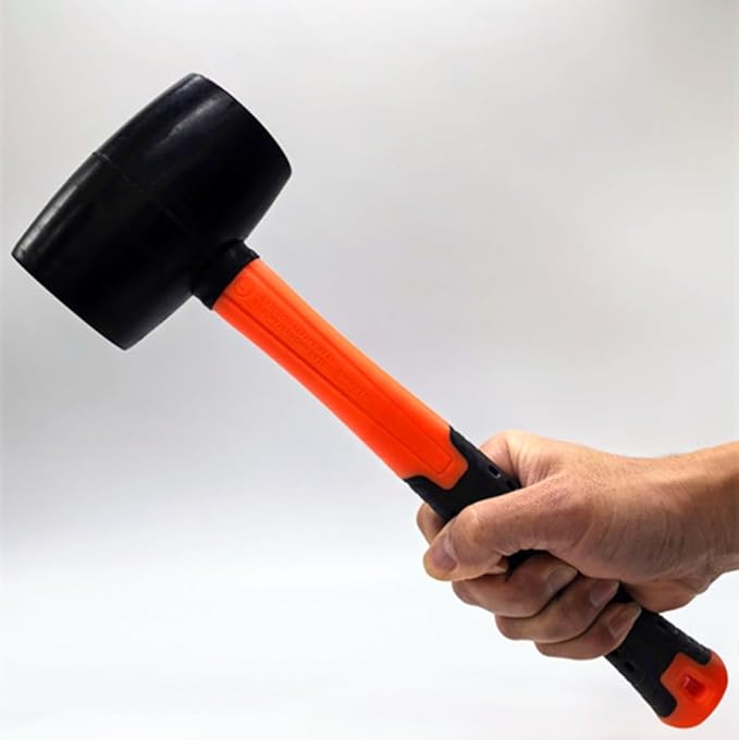 16 oz Rubber Mallet Hammer, Fiberglass Handle Rubber Floor Tile Installation Hammer, Soft blow and No Harm