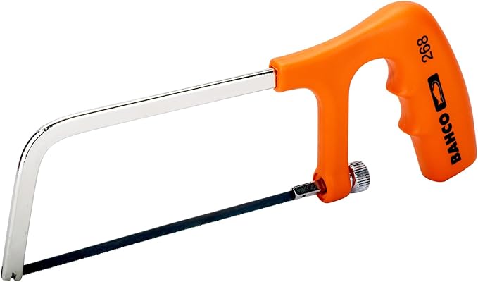 Bahco Junior Hacksaw, 6 Inch Length, Solid Steel Profile Frame, Fibreglass Reinforced Handle, Zinc Finish, Featuring 6 Inch Blade 32 Teeth Per Inch, Heavy-Duty Tool