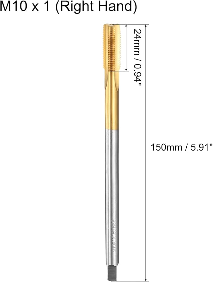 uxcell Metric Thread Tap M10 x 1 H2 150mm Straight Flute Screw Thread Milling Machine Taps Threading Tapping Repair Tool