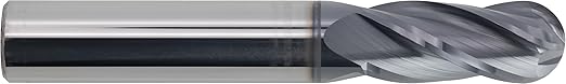CME 5 pcs Micrograin Carbide End Mills, Ball Nose, TiAlN Coated, 3/8" Mill Diameter, 7/8" Length of Cut, 2 1/2" Overall Length, 4 Flute, Center Cutting