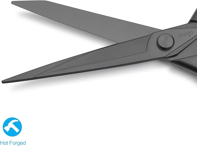 LIVINGO 9.5??Sharp Fabric Scissors, All Purpose Heavy Duty Titanium Coated Premium Forged Stainless Steel Tailor Dressmaking Sewing Shears Comfort for Cutting Leather, Crafting Home Office Use, Black