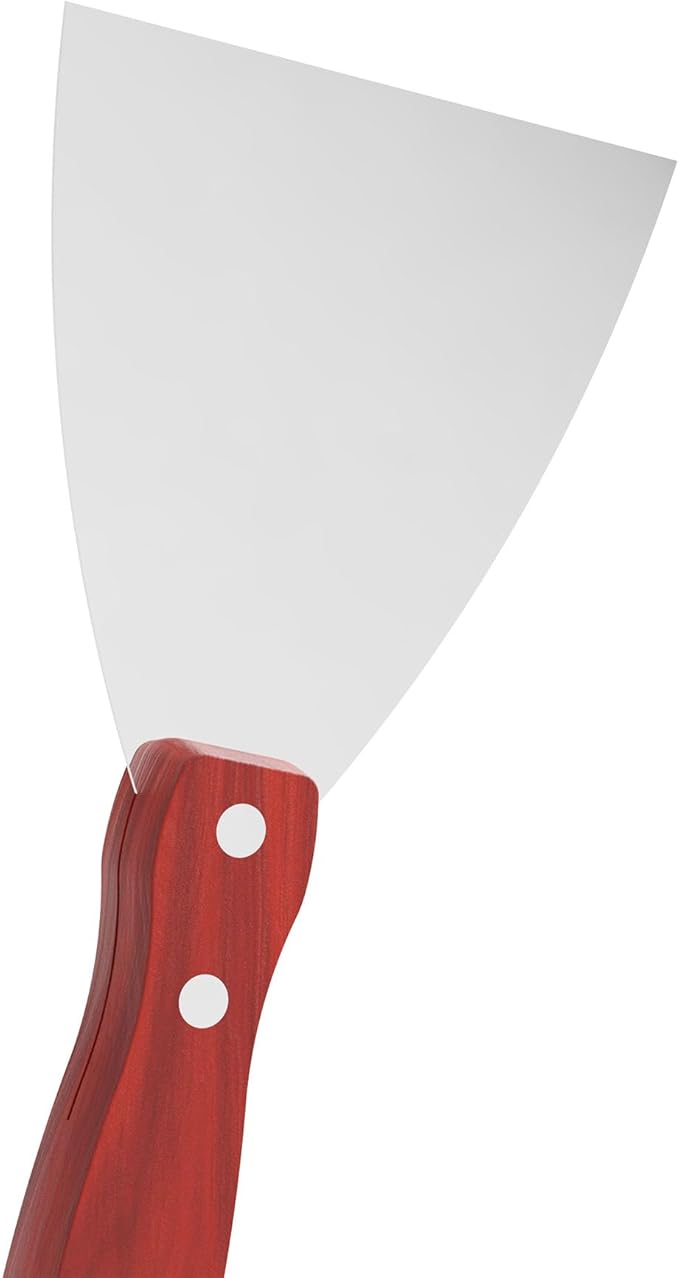 Putty Knife, 2PCS Stainless Steel Scraper Tool, Wooden Handle Metal Spackle Knives for Drywall, Decals, Wall Paper, Floor Tile, Patching, Painting, Taping, Putty knife (4"/100mm)