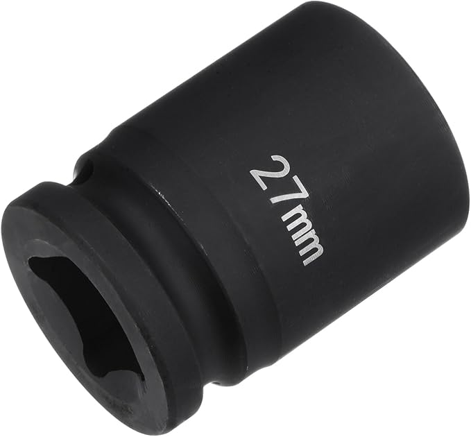HARFINGTON 6-Point Impact Socket 3/4" Drive 27mm Metric 40Cr Alloy Steel Spindle Axle Nut Impact Socket