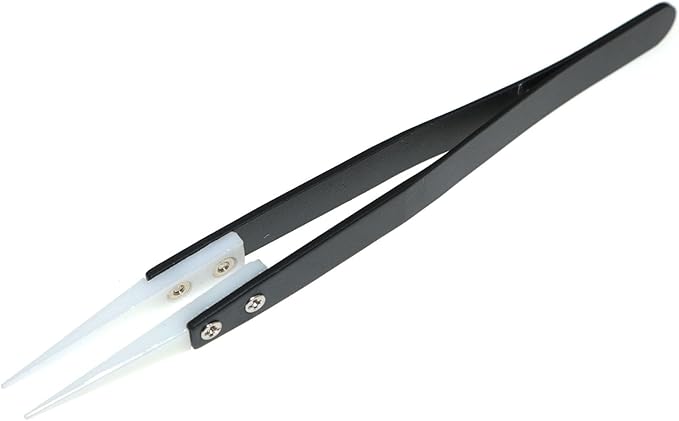 3PCS 13cm Stainless Steel Non-Conductive Tweezers Ceramic Tweezers High Temperature Resistance 3000 Degrees Applicable to Precision Electrical Operation