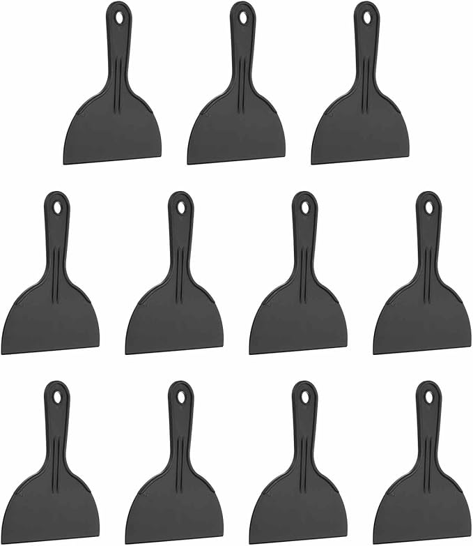 HARFINGTON 10pcs Putty Knife Scraper 6" Width Flexible Plastic Putty Knife Paint Scraper Tool for Taping Drywall Spreading Painting Wall Scratching Black