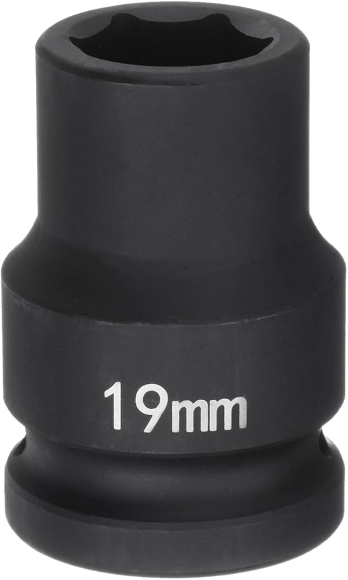 HARFINGTON 6-Point Impact Socket 3/4" Drive 19mm Metric 40Cr Alloy Steel Spindle Axle Nut Impact Socket