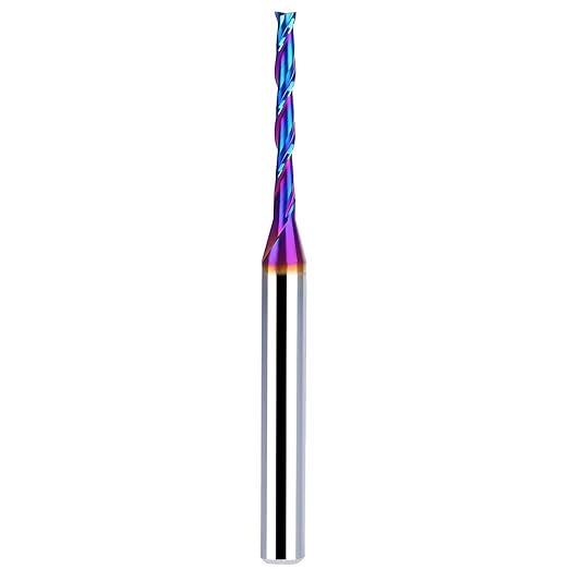 Upcut Spiral Router Bit 1/4 Inch Shank 1/8 Inch Cutting Diameter 1 inch Cutting Length with Extra Long Life Coating CNC Router Bits End Mill for Wood Cutting, Slot Mortise, Engraving