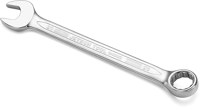 Jetech 20mm Combination Wrench - Industrial Grade, Chrome Vanadium Steel, Sand Blasted Finish, 12-Point Design, 15-Degree Offset, Forged, Heat-Treated, Metric