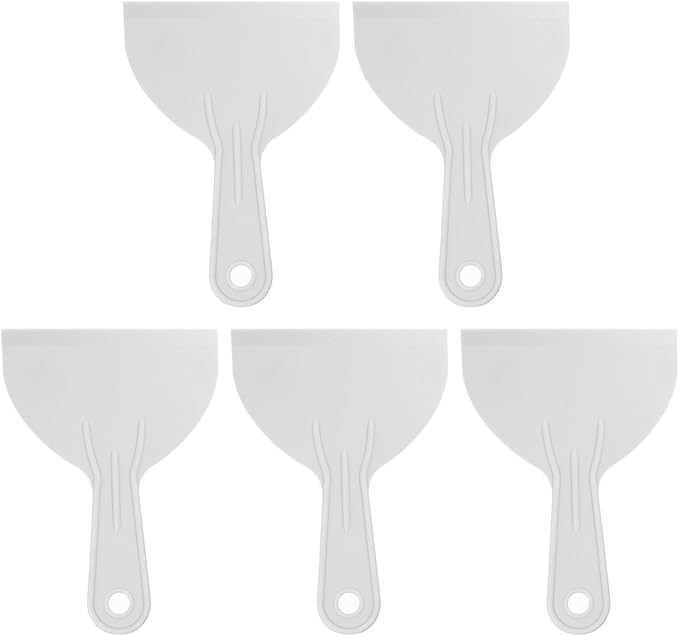 HARFINGTON 5pcs Putty Scraper 4.9" Width 1.5mm Thin Flexible Plastic Putty Knives for Taping Drywall Spreading Painting Wall Scratching Gray
