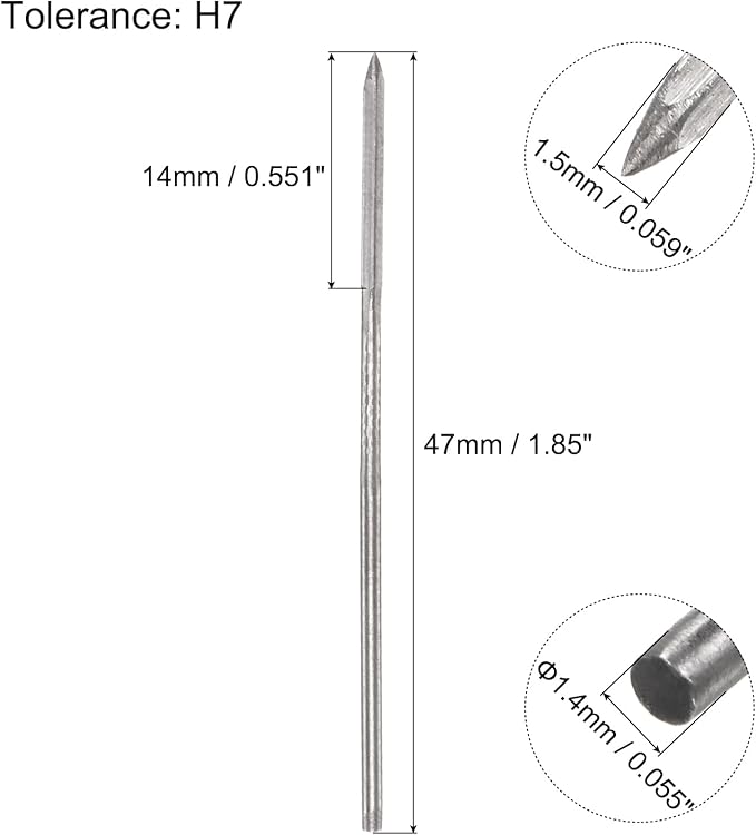 uxcell Chucking Reamers, 1.3mm H7 Metric Machine Reamer Drill Bit for Metal Wood Hole Reaming, Straight Flute High Speed Steel Tool