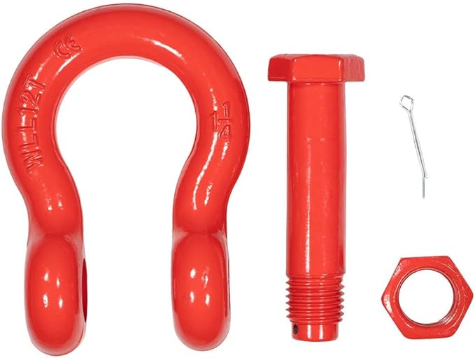 Mytee Products 4 Pack 1-1/4" Anchor Shackle Forged Carbon Steel w/Safety Screw Pin Load Limit 24,000 lbs, Double Rust Protection Heavy Duty D Ring Bolt Type Shackle for Towing, Rigging