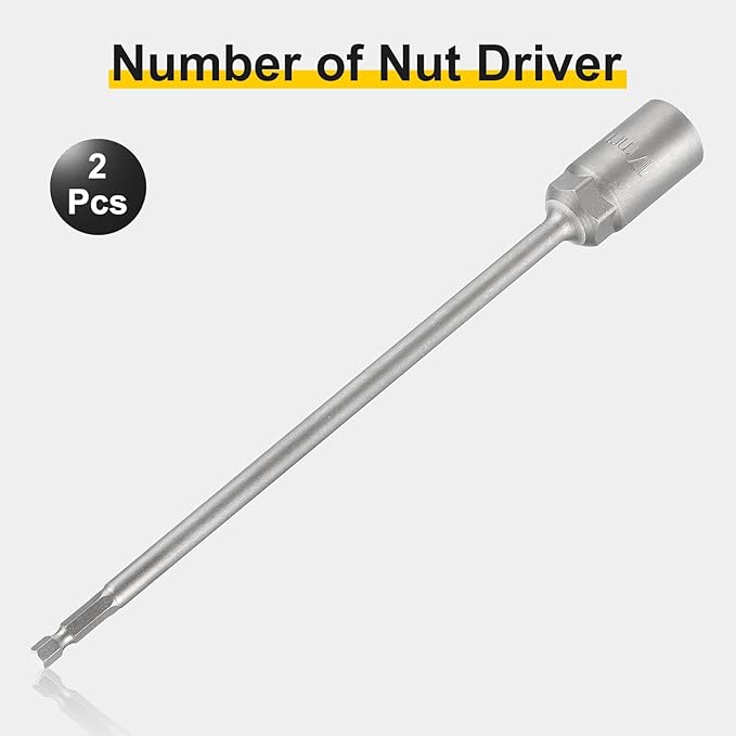 HARFINGTON 2pcs Nut Driver Drill Bit 17mm Metric Socket 1/4" Hex Shank 10" (250mm) Extra Long Magnetic 6-Point Sockets Quick Change 40Cr Steel Bolt Setters for Power Drill Drivers