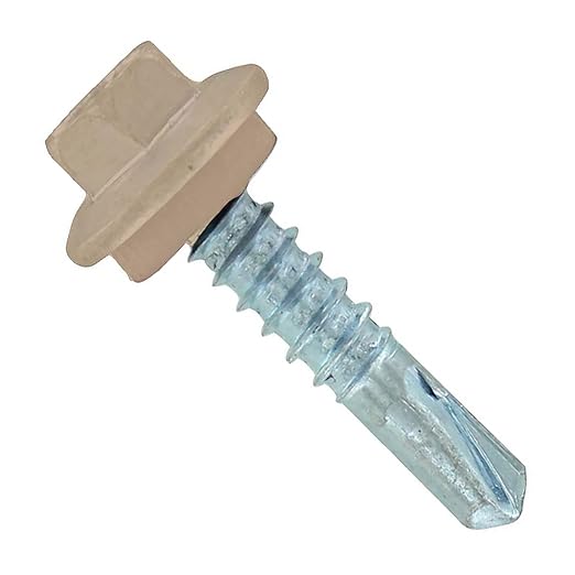 Fasteners Plus ST Fastening Maxx SteelBinder Metal to Metal #12 X 1 Tan Screws with EPDM Rubber Washer, 250-Count - Designed for Roofing and Siding Panels