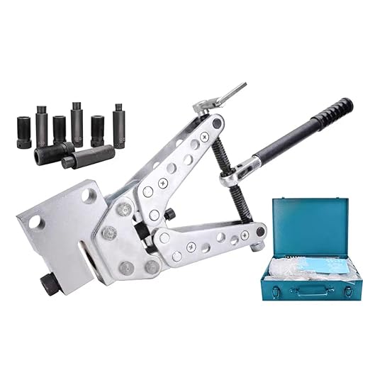 Manual Sheet Metal Hole Punch Kit - Steel & Aluminum Plate Punching Tool for Flat & Angle Steel, Copper & Stainless Steel