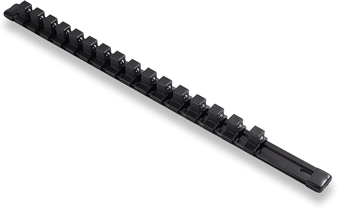 ALOANES 1/2-Inch Drive Aluminum Alloy Socket Organizer, Heavy Duty Socket Racks, Socket Holder Kit for Toolbox Drawer Fit 1/2-Inch x 16 Clips (Black)