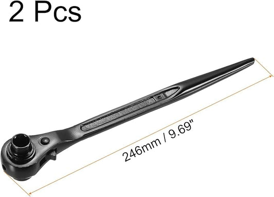 uxcell 10 x 12mm 12-Point Scaffold Podger Ratchet Spanner Ratcheting Socket Wrench Tool (Black) 2pcs