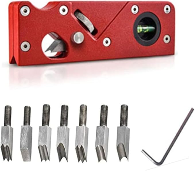 szhdxsy, Wood Planar carpenter's edge trimming tool, suitable for manual chamfering and planing of wood quick trimming,for Quick Edge Trimming and Chamfering,red(Combination upgrade-7 Cutter Heads)