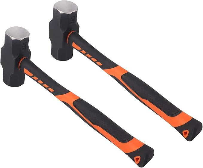 2 Packs 4lb Sledgehammer with 13 Inch long Fiberglass Handle, Drilling/Crack Hammer, No-Slip Rubber Grip, and Forged Steel Construction,(4-Pound Sledge), by GENHAKON