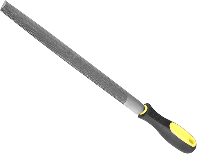 Half Round File, | 10 Inch File Length |, High Carbon Steel Medium Double Cut File Hand Rasp with Anti-Slip Grip Handle - (Applications: for Shaping Metal Wood Plastic), 1-Piece