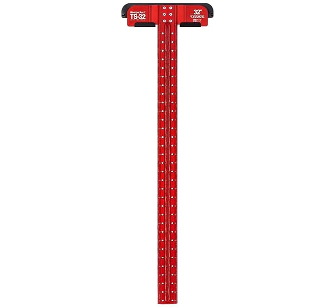 Woodpeckers T Square, 32 Inch, Precision Woodworking T-Square Ruler, Built-in Edge Support, Scribing & Shelf Pin Guides, Rack-It Mount, Made in USA