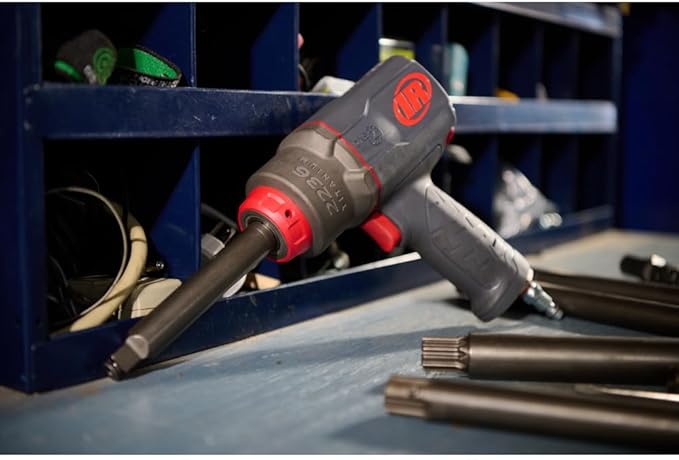 Ingersoll Rand 2236QTIMAX-2 DXS2 1/2" Air Impact Wrench, 2" Extended Anvil, Quiet, 1500 ft-lb Torque, Titanium Hammercase, Friction Ring Retainer, Pistol, Interchangeable Anvil, Multi-functional Tool