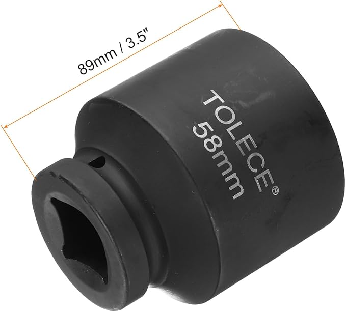 uxcell 1" Drive 58mm 12-Point Impact Socket, CR-MO Steel 80mm Length, Standard Metric Sizes