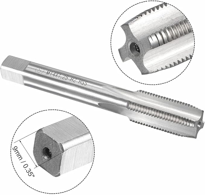 Mactoom 14mm x 1.25 HSS Metric Tap and Die Set Right Hand Thread,Tapping DIY Tool 3pcs (M14 x 1.25mm)