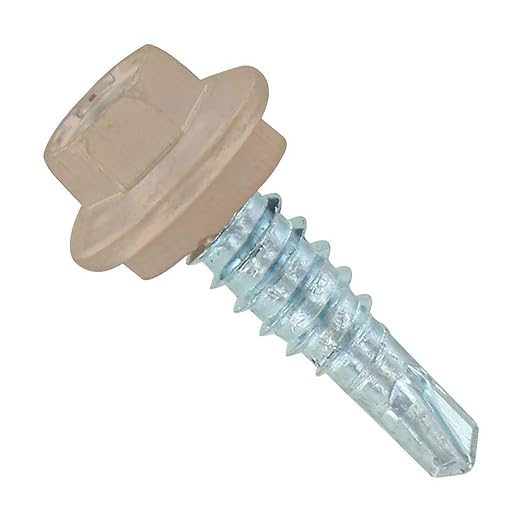 Fasteners Plus ST Fastening Maxx SteelBinder Metal to Metal #14 X 7/8" Tan Stitch Screws with EPDM Rubber Washer, 250-Count - Designed for Roofing and Siding Panels