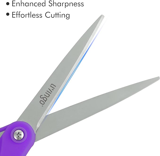 LIVINGO Scissors Bulk 24 Pack: 8??Sharp Scissors Set All Purpose for Office Middle High School Student Teacher Arts Crafts Supplies Cutting Wrapping Paper, Sewing Fabric Shears for Household
