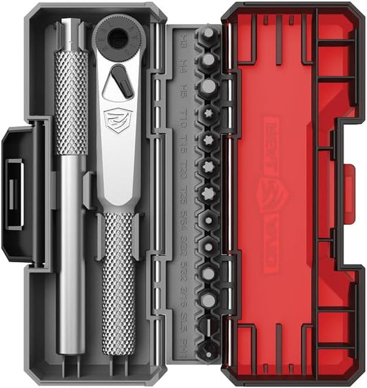 Real Avid X3 Ratcheting Screwdriver Set with 13 Bits, 3-in-1 Driver, T-handle & Extension - Includes 4 Hex 4 Torx 3 Metric 4 Standard Hex & Phillips
