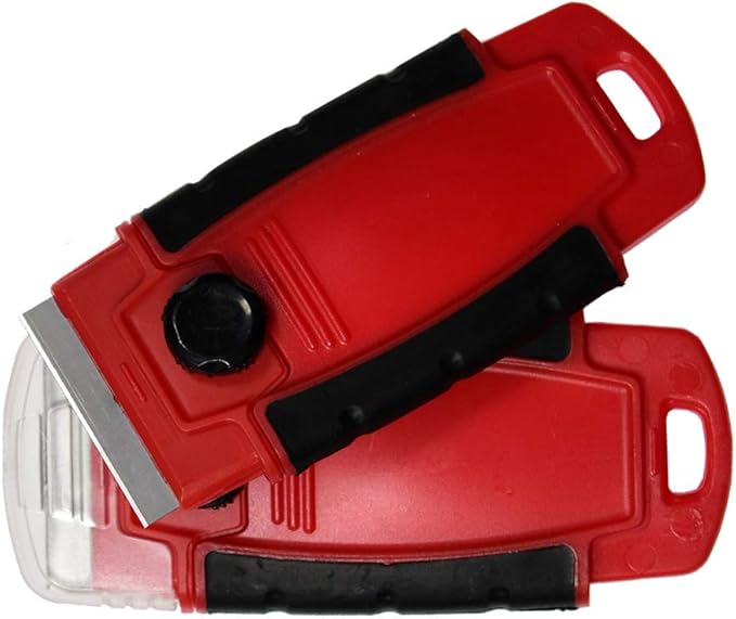 Plastic Razor Blade Scraper Hand Held Window Vinyl Tint Scraper Pack 2 with Protective Cover 20 Metal Razor Blades Scraper Blades Removal Scraping Tool Kit