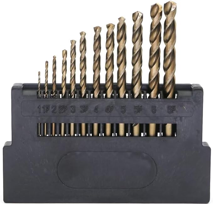 Metric Cobalt Drill Bits 1-10mm 19PCS, M35 high Speed Steel, high Hardness Straight Shank Drill, Mechanical or Hand Drill for Drilling, Suitable for Stainless Steel, Iron, Copper and Aluminum.