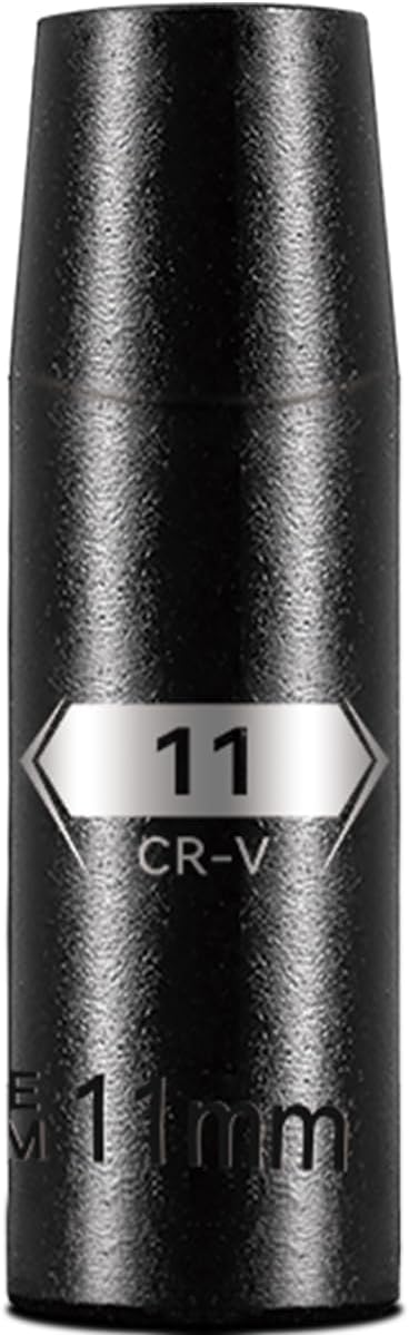 BLACKROBOT 1/2 Inch Drive 6-Point Deep Socket, 11mm Deep Impact Socket, CR-V Steel