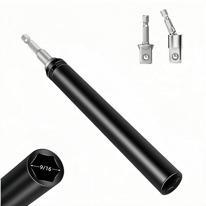 9/16"(14mm) Power Nut Driver Nut Runner Hollow Socket,with1/4" Hex Shank Fit Long Bolts and Ductwork Power Nut Driver for Overhead Fastening Applications Operations