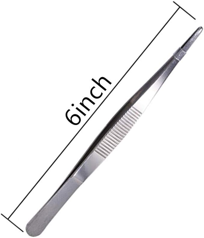 Aniso Long Tweezers - Precision Serrated Kitchen Tongs, Barbecue & Cooking Tweezers (6 Inches)