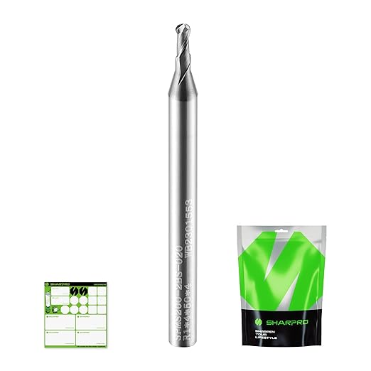 Carbide Ball Nose End Mill 2 Flute 4mm SHK. 2mm Cutting Dia. 3D Carving, High-Speed and Deep Cutting, AlCrN Coated, Apply for Alloy Steel, Stainless Steel and Various Cast Iron.