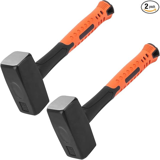2 Packs 3.3lb Sledgehammer with 9 Inch long Fiberglass Handle, Sledge Hammer, No-Slip Rubber Grip, and Forged Steel Construction,(3.3-Pound Sledge), by GENHAKON
