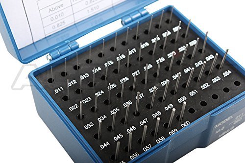 Accusize Industrial Tools 0.011'' to 0.060'', 50 Pc Steel Plug Pin Gage Set, Minus, Class Zz, M0(-)